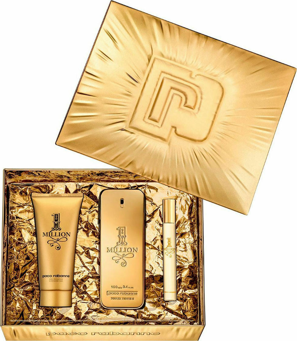 Paco Rabanne 1 Million Set Eau de Toilette 100ml, Gel Douche 100ml & Travel Spray 10ml