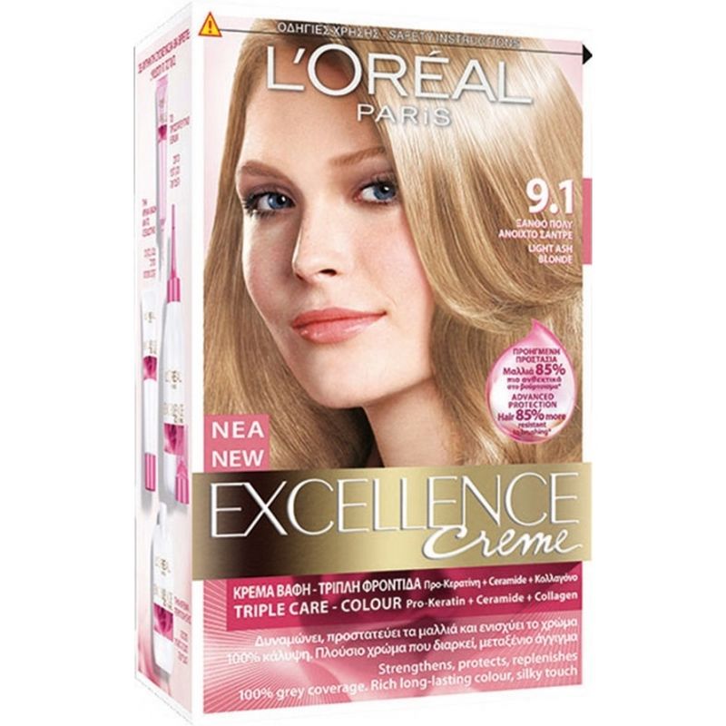 L'Oréal Excellence Cream No9.1 Ξανθό Πολύ Ανοιχτό Σαντρέ 48ml L'Oréal Excellence Cream No9.1 Ξανθό Πολύ Ανοιχτό Σαντρέ 48ml