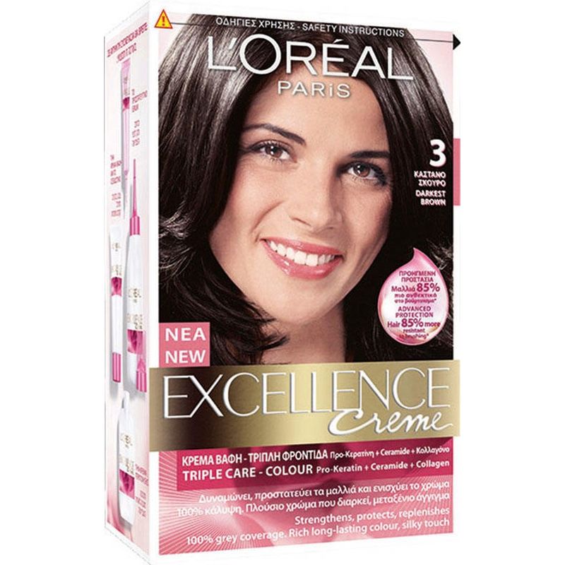 L'Oréal Excellence Cream No3 Καστανό Σκούρο 48ml L'Oréal Excellence Cream No3 Καστανό Σκούρο 48ml