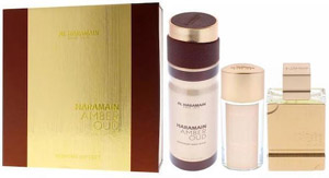 Al Haramain Amber Oud Gold Edition Set Eau de Parfum 75ml, miniature Eau de Parfum 30ml & deo spray 200ml