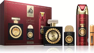 Lattafa Pride Nebras Set Eau de Parfum 100ml, deo spray 200ml & miniature Eau de Parfum 20ml Lattafa Pride Nebras Set Eau de Parfum 100ml, deo spray 200ml & miniature Eau de Parfum 20ml