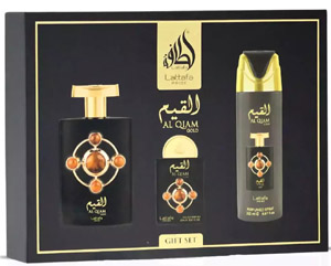 Lattafa Pride Al Qiam Gold Set Eau de Parfum 100ml, deo spray 200ml, miniature Eau de Parfum 20ml