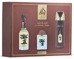 Lattafa Pride Eternal Oud Set Eau de Parfum 100ml, deo spray 200ml & miniature Eau de Parfum 20ml Lattafa Pride Eternal Oud Set Eau de Parfum 100ml, deo spray 200ml & miniature Eau de Parfum 20ml