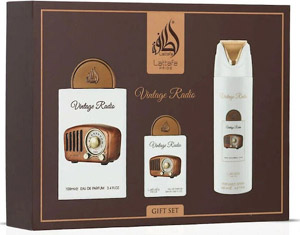 Lattafa Pride Vintage Radio Set Eau de Parfum 100ml,body spray 200ml, miniature Eau de Parfum 20ml Lattafa Pride Vintage Radio Set Eau de Parfum 100ml,body spray 200ml, miniature Eau de Parfum 20ml